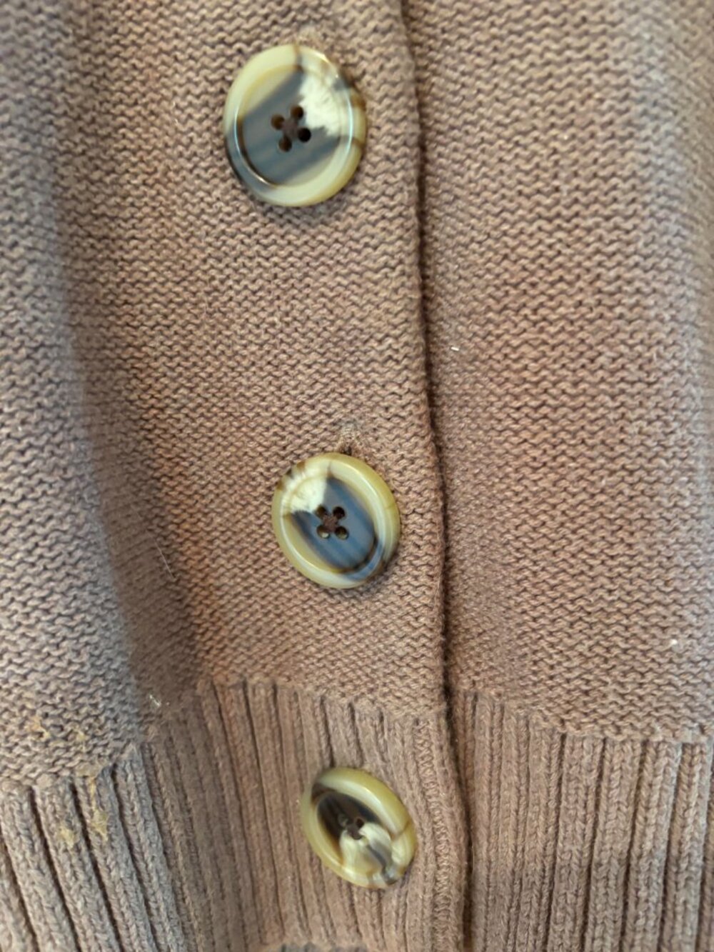 QUINCE 100% COTTON BROWN CARDIGAN MEDIUM - Picture 4 of 4